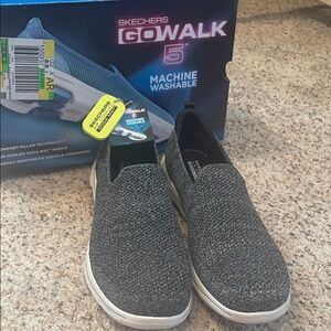 Skechers GOwalk 5 Charcoal Slip-Ons